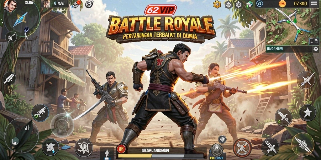 Screenshot menunjukkan aksi mendebarkan dalam pertarungan Battle Royale.
