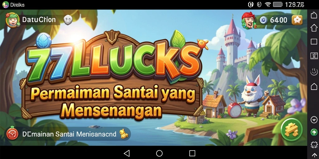 Tampilan gameplay 77LUCKS yang ceria dan penuh warna.