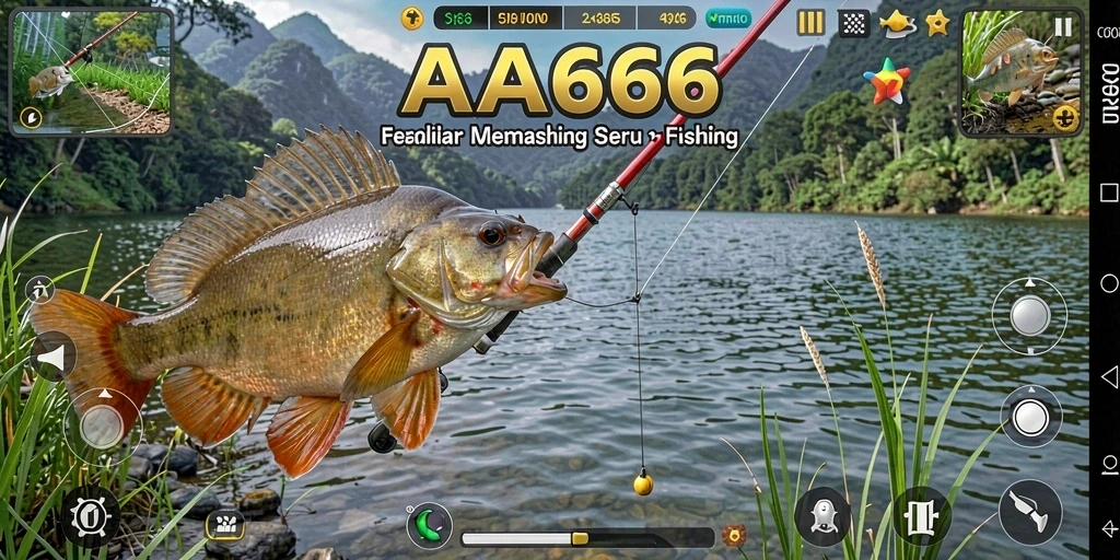 Tampilan gameplay <strong>AA666</strong> yang menakjubkan saat memancing di lokasi yang indah.