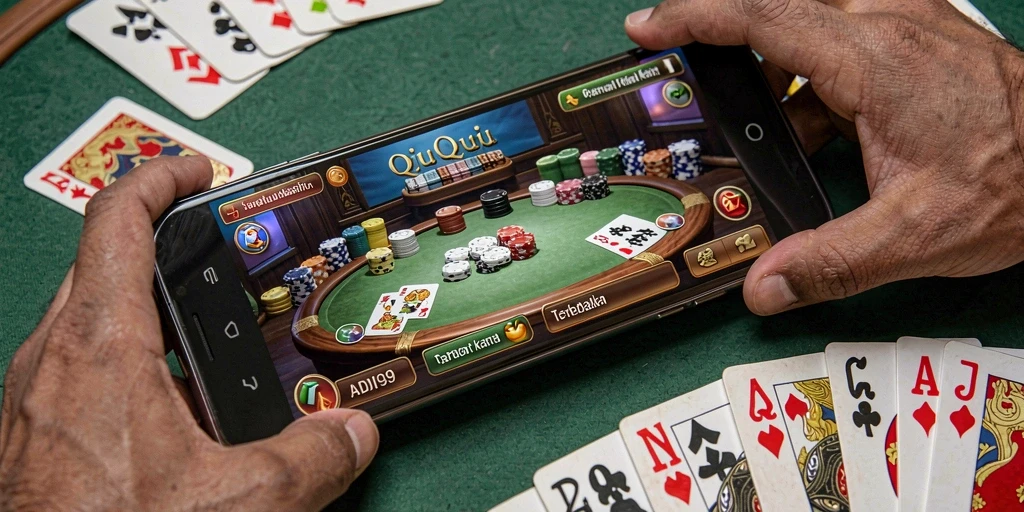 Screenshot gameplay ADI99 yang menampilkan momen seru saat bermain QiuQiu.