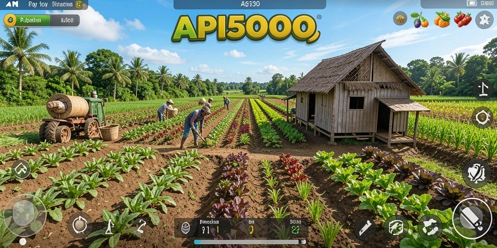 Tampilan sinematik dari gameplay bertani yang menyenangkan.