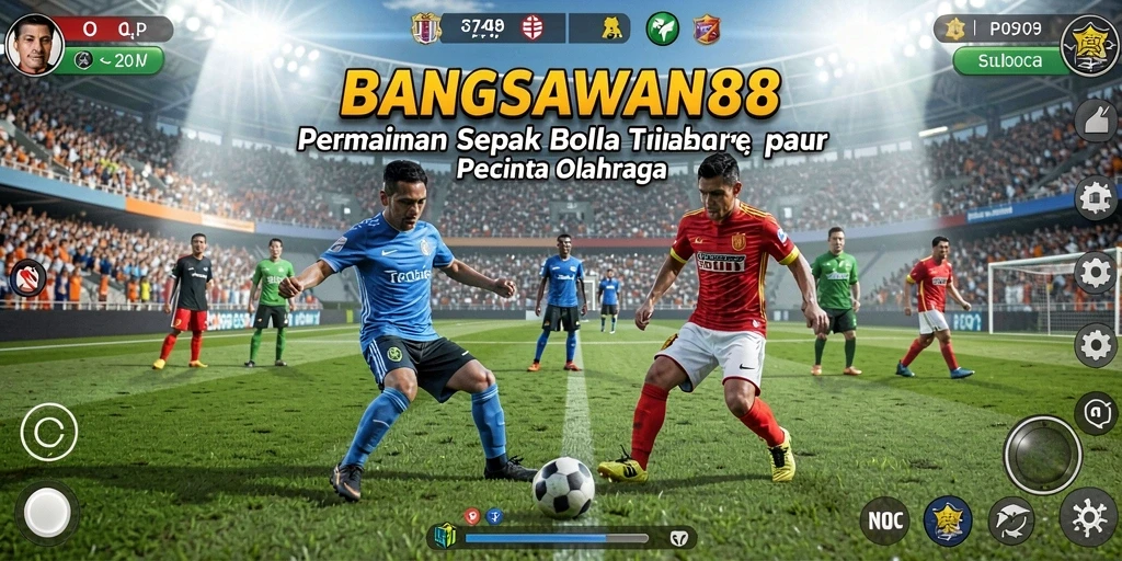 Tangkapan layar gameplay BANGSAWAN88 yang menunjukkan pertandingan sepak bola yang seru.