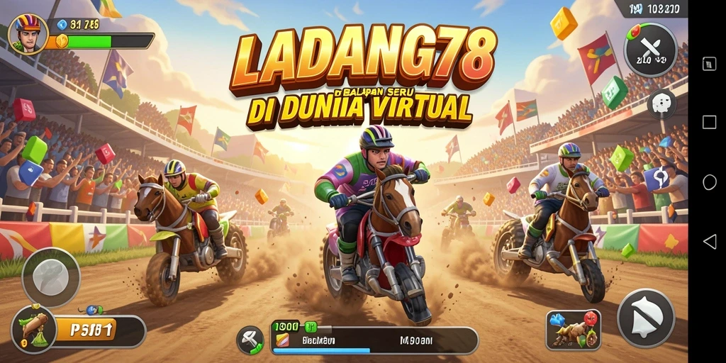 Screenshot gameplay balapan seru di LADANG78 dengan kendaraan cepat.