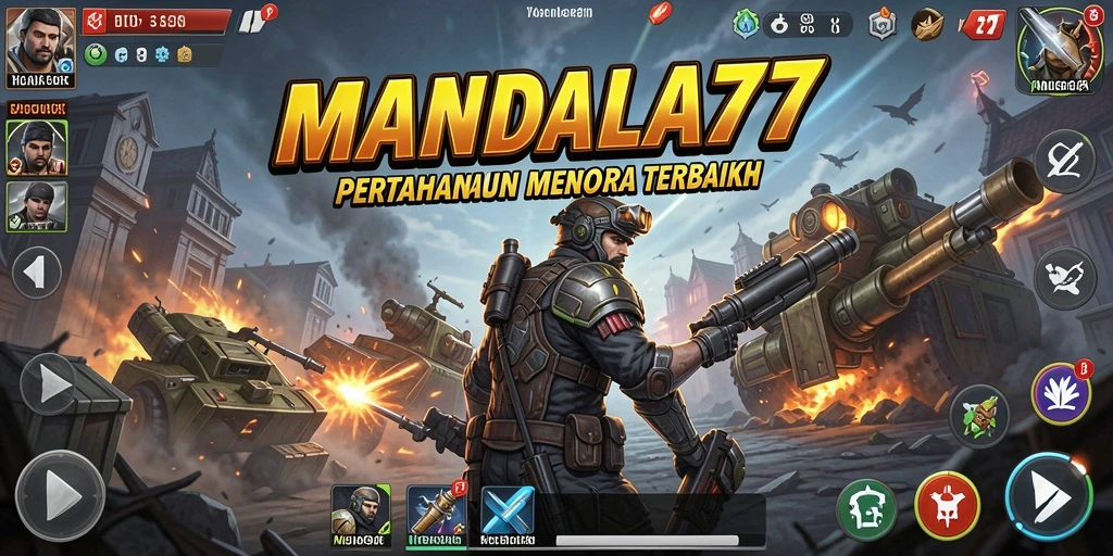Tampilan seru gameplay Tower Defense MANDALA77.