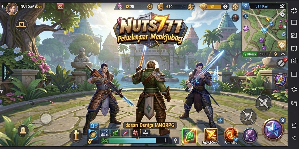 Screenshot gameplay NUTS777 menunjukkan aksi seru dalam pertarungan MMORPG.