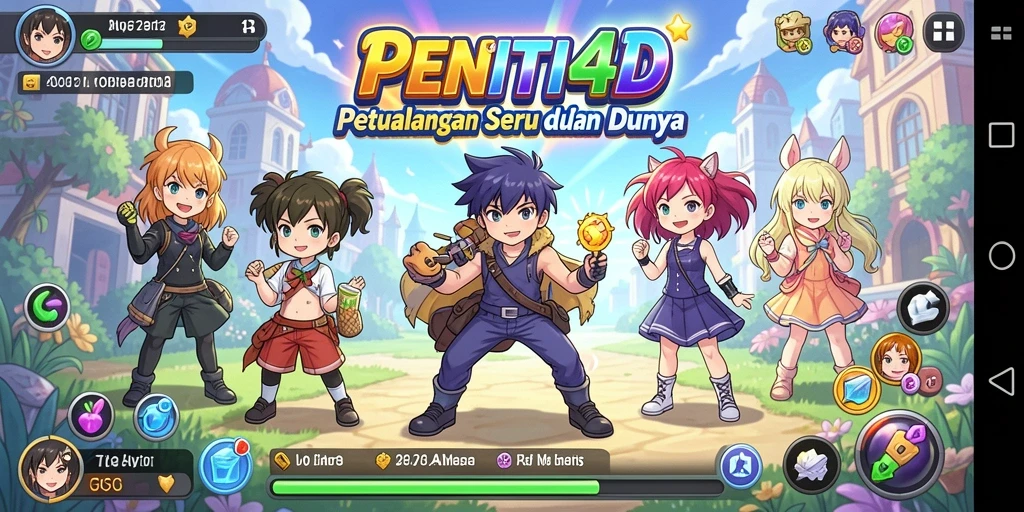Screenshot gameplay PENITI4D menampilkan pertarungan seru dan karakter anime.