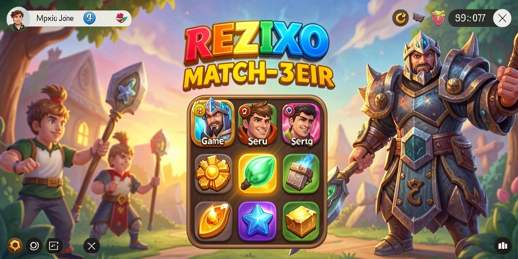 Tampilan gameplay REZIXO dengan mekanisme Match-3 yang menarik.