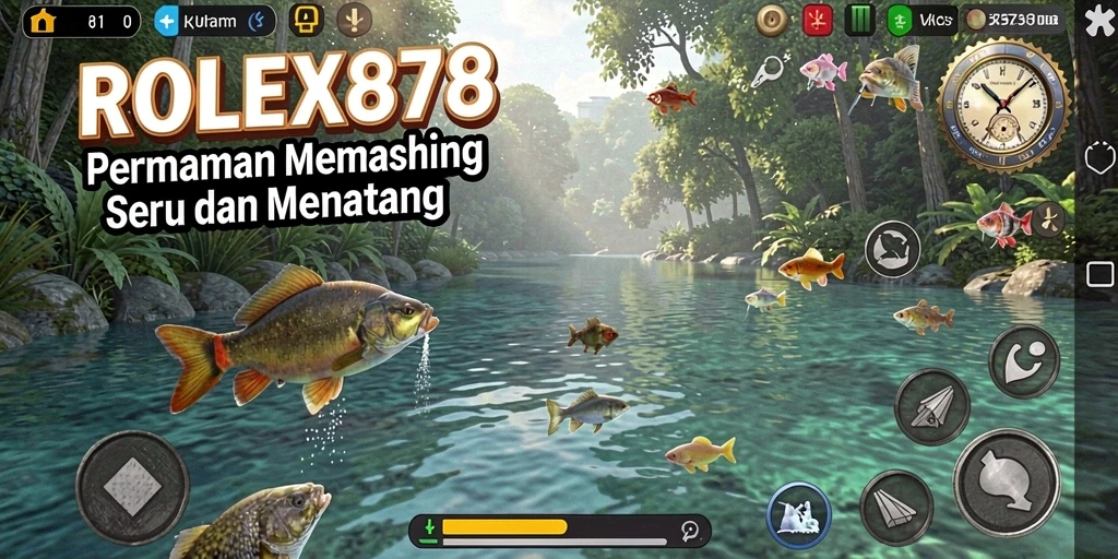 Screenshot utama ROLEX878 menampilkan gameplay memancing yang realistis dan menawan.